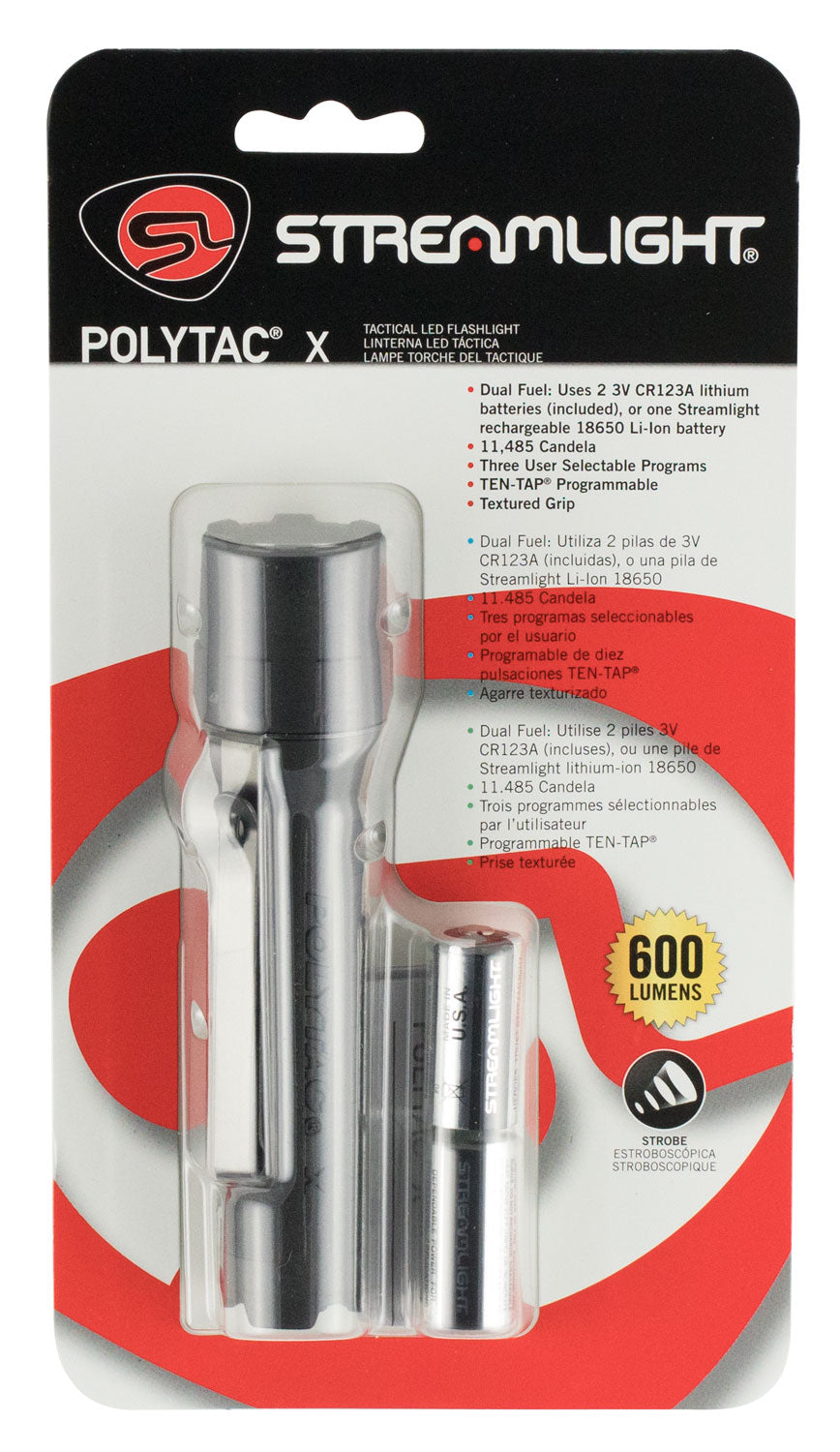 STL 88600 POLYTAC X FLASHLIGHT BLACK CR123A