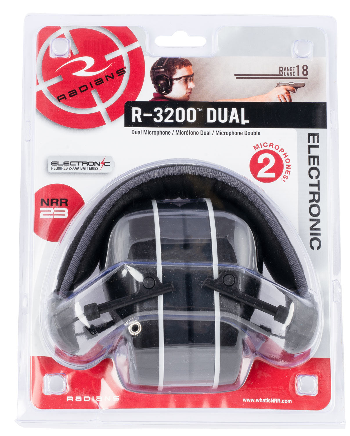 RAD R3200ECS DUAL MIC ELEC MUFFS BLK/GRAY