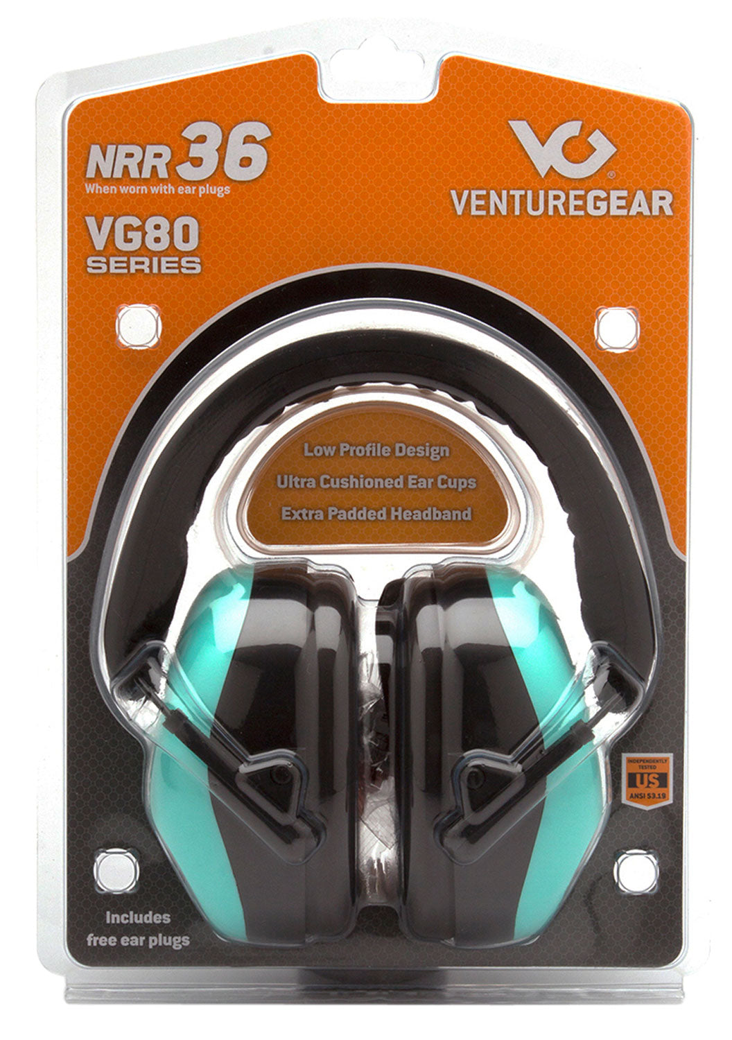 PYRA.VGPM8063C EARMUFFS TEAL NRR26 CLAM PACK