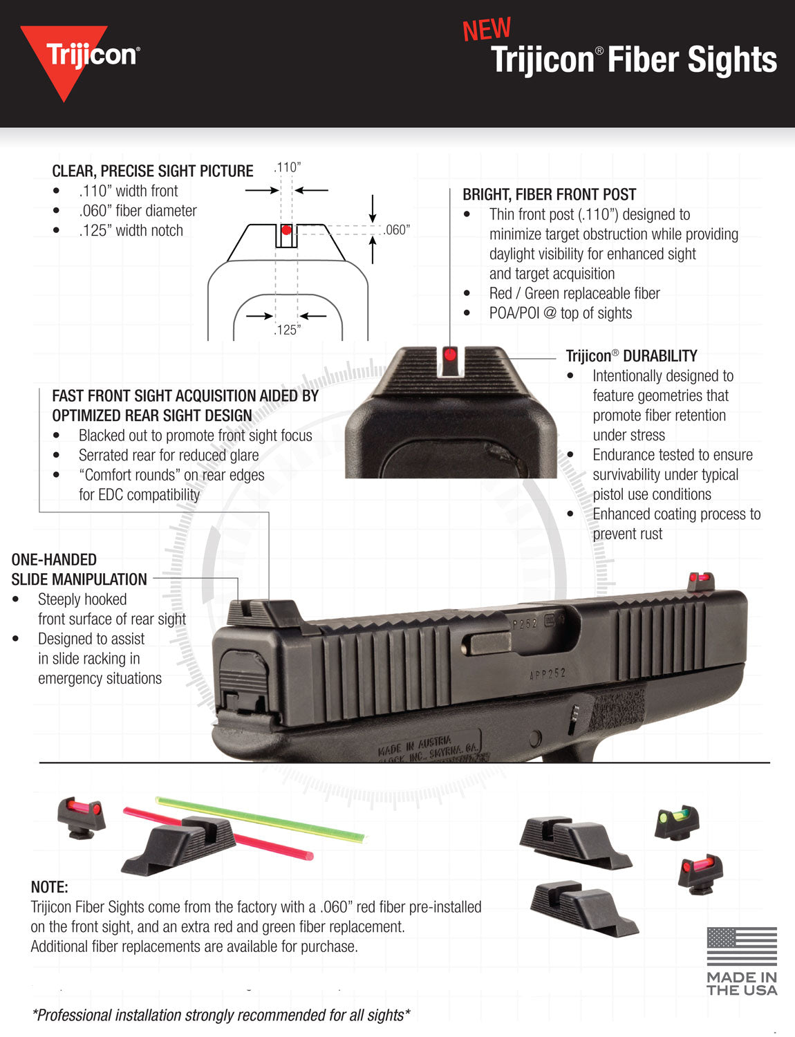 TRJ 601050 FIBER SIGHT SET SIG SAUER 9MM 357SIG