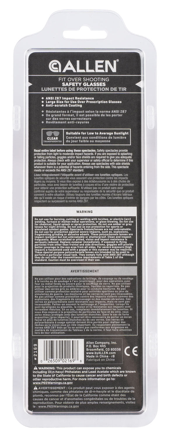 ALLEN 2169 GLASSES SHOOTING FIT OVER CLEAR LENS