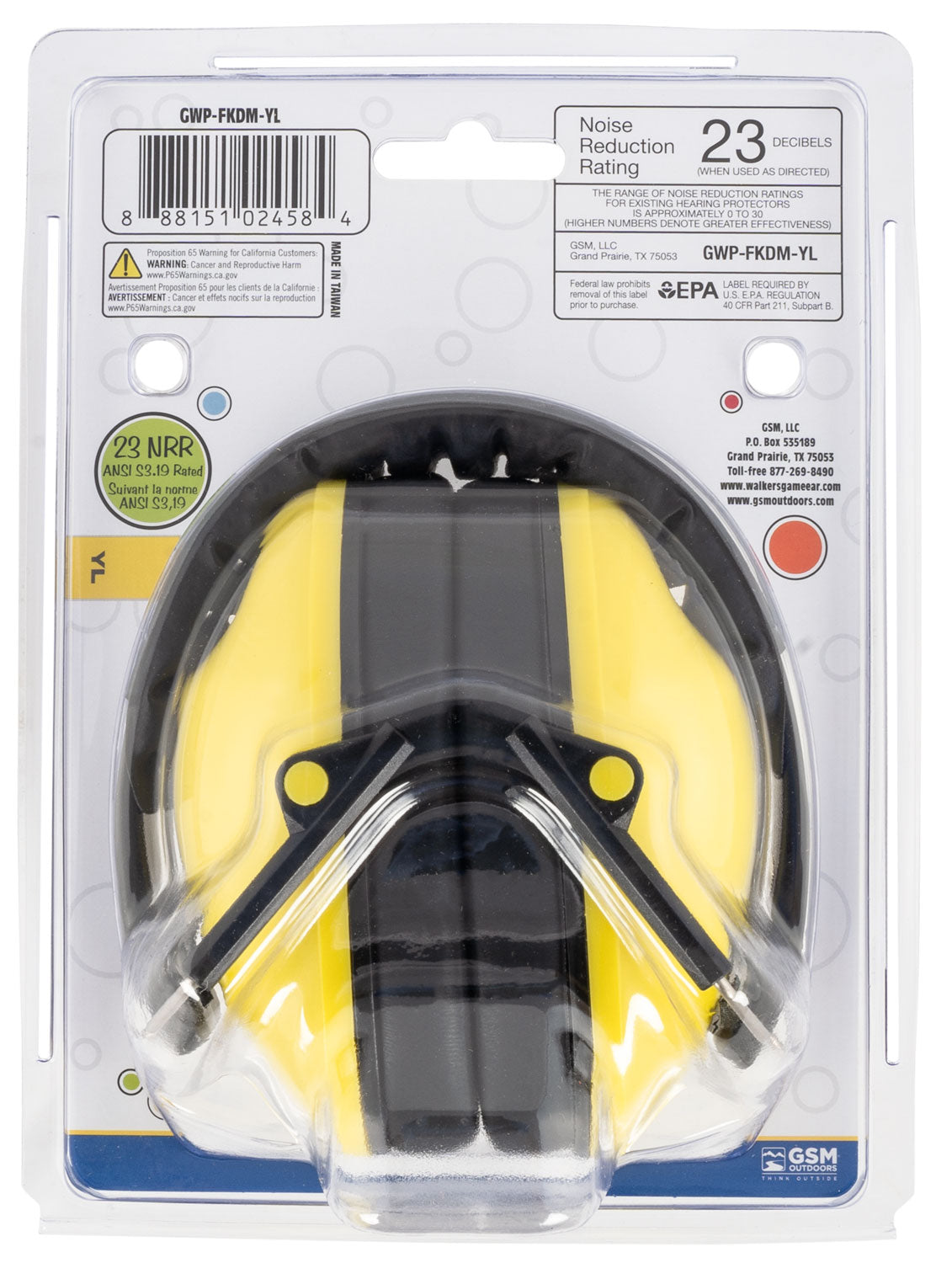 WLKR GWP-FKDM-YL PASSIVE FLD KID MUFF YELLOW