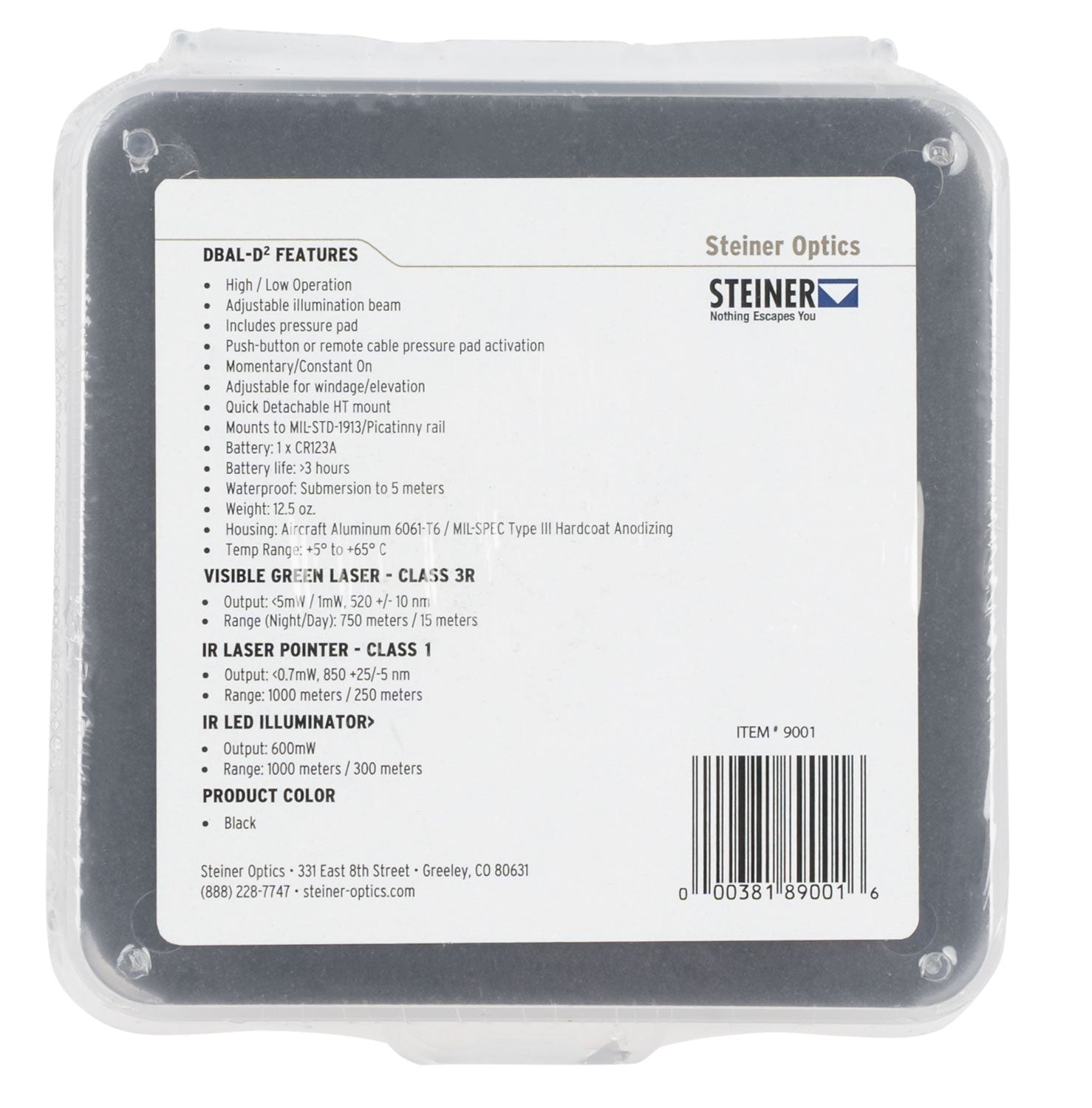 STEINER 9001 DBAL-D2 GRN LED IR ILL 600M BLK