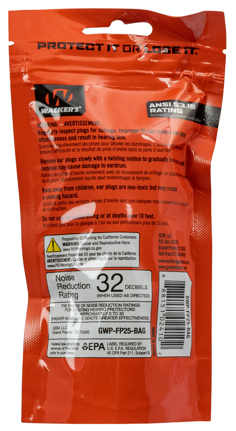 WLKR GWP-FP25BAG FOAM EAR PLG 25PAIR NRR32DB