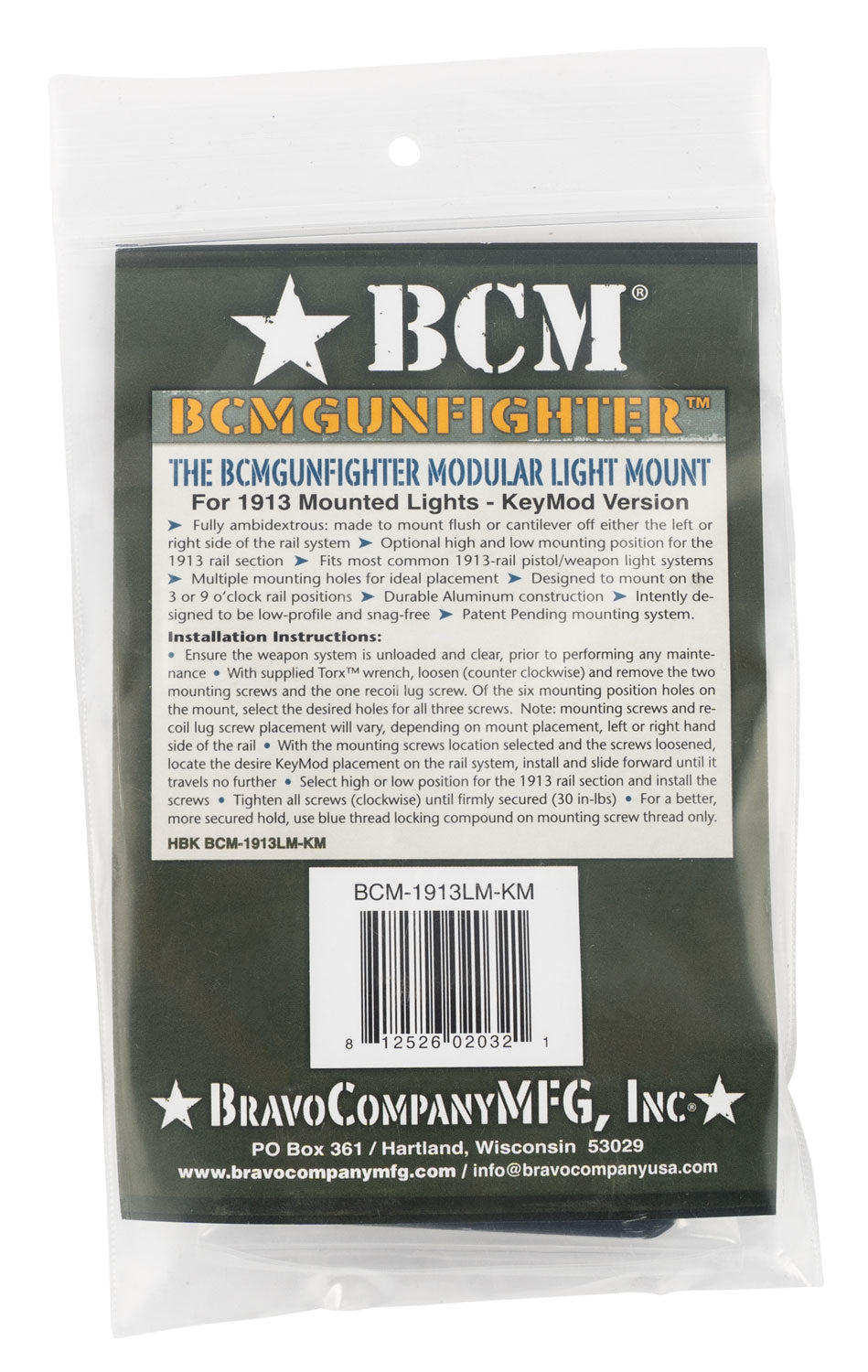 BCM 1913LM-KM 1913 LIGHT MNT KEYMOD