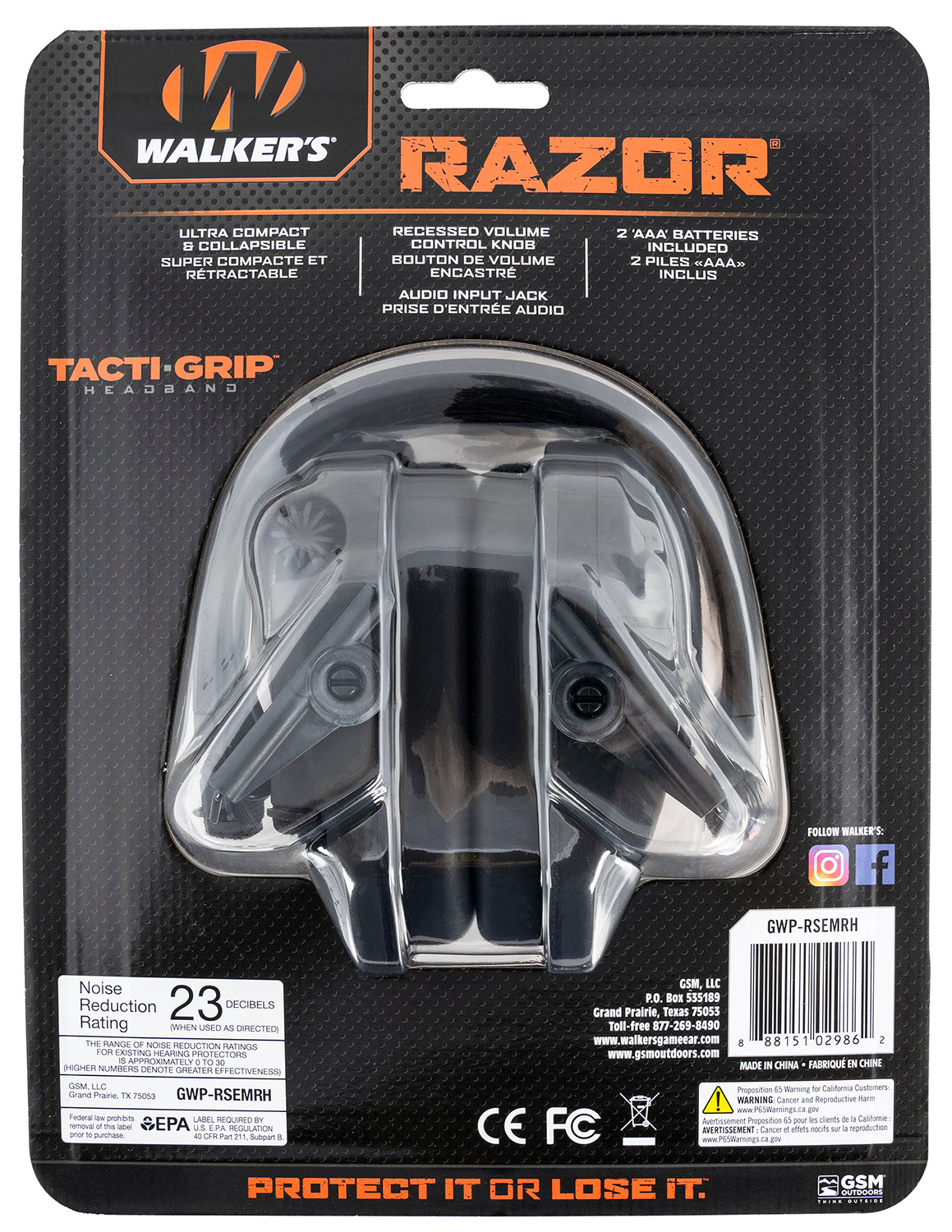 WLKR GWP-RSEMRH RAZR MUFF TACTI-GRIP BLK