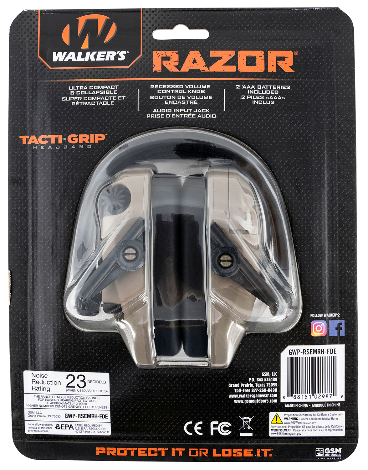 WLKR GWP-RSEMRH-FDE RAZR MUFF TACTI-GRIP FDE
