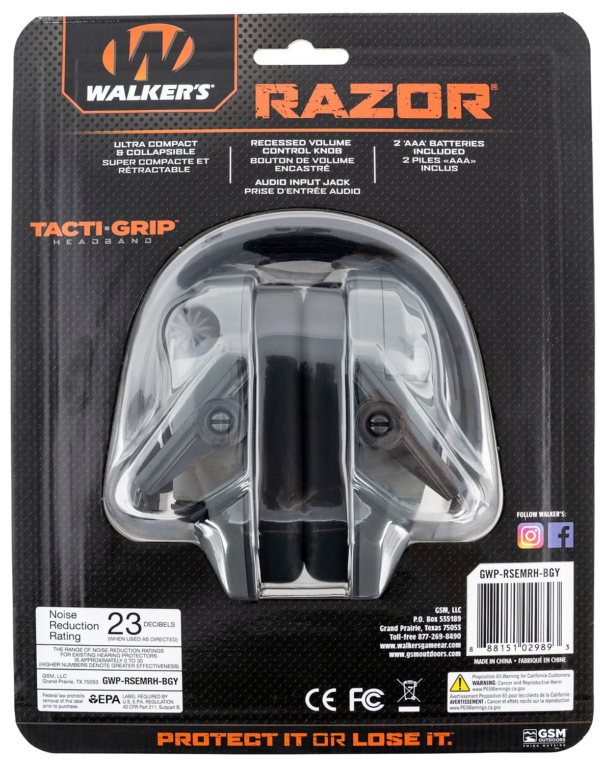 WLKR GWP-RSEMRH-BGY RAZR MUFF TACTI-GRIP B GRY