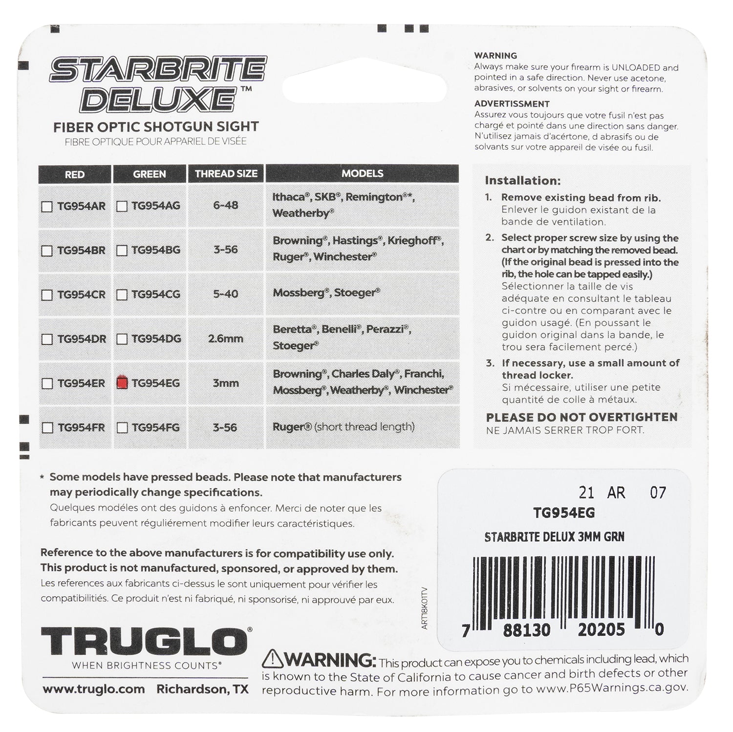 TRU TG-TG954EG STARBRITE DELUX 3MM GRN