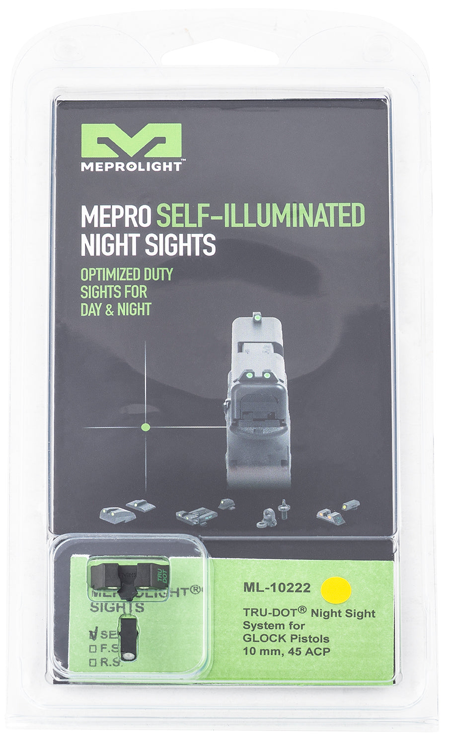 MEPRO 102223201 TRUDOT GLOCK 10MM/45ACP GRN/YLW
