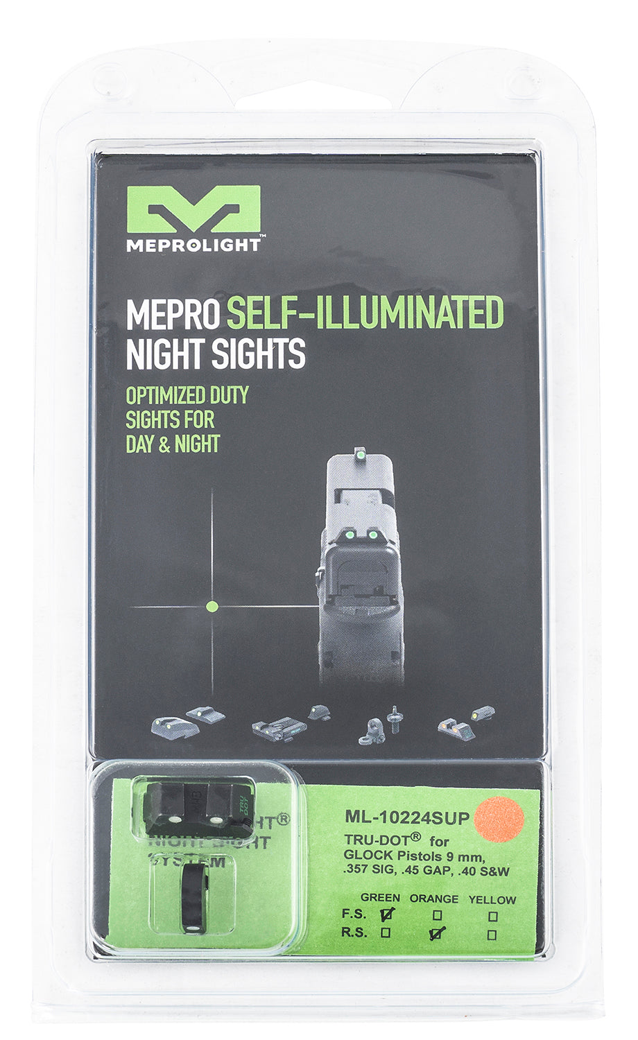 MEPRO 102243391 TRUDOT GLOCK 9/357/40 GRN/ORG