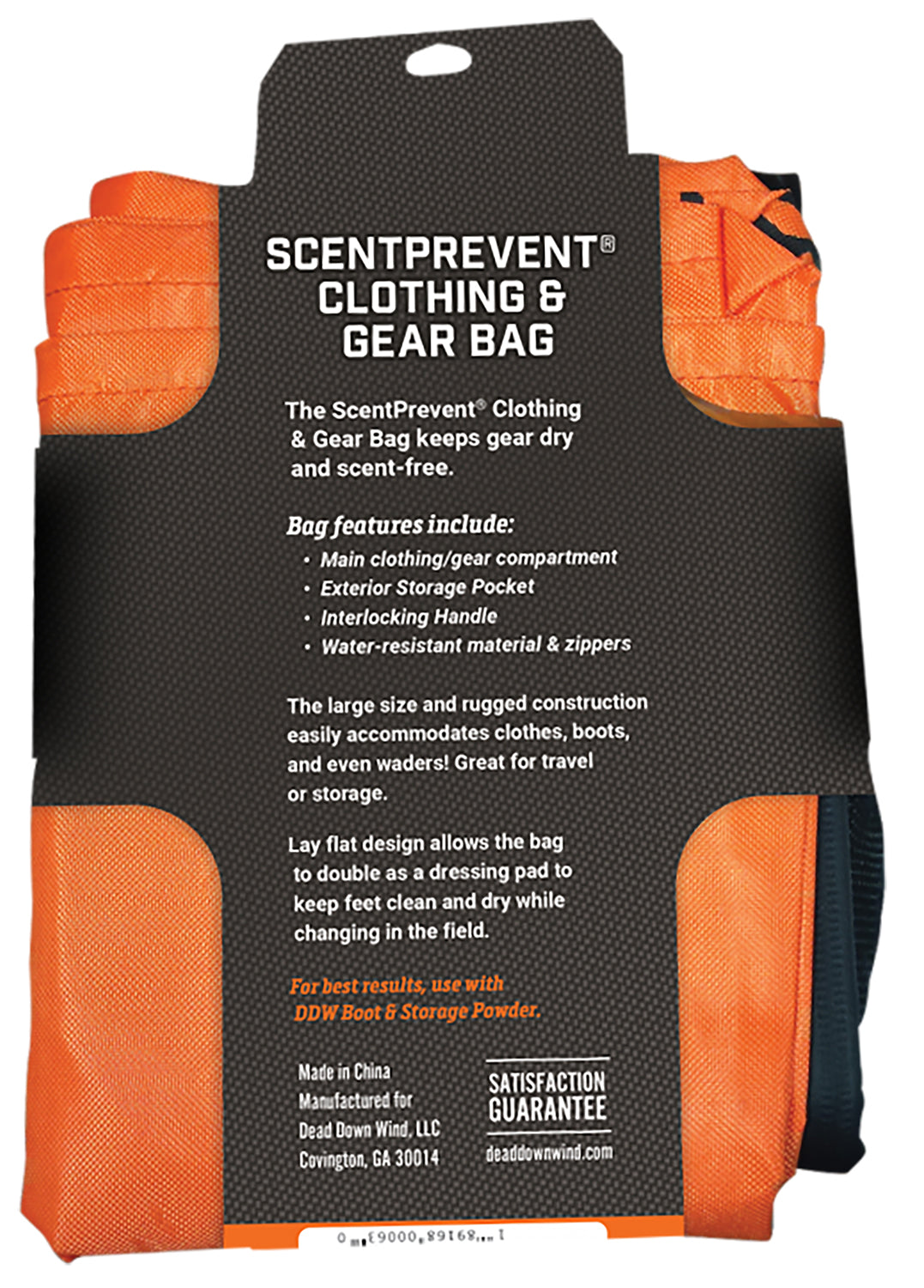 DDW 30603 SCENTPREVENT CLOTHING & GEAR BAG