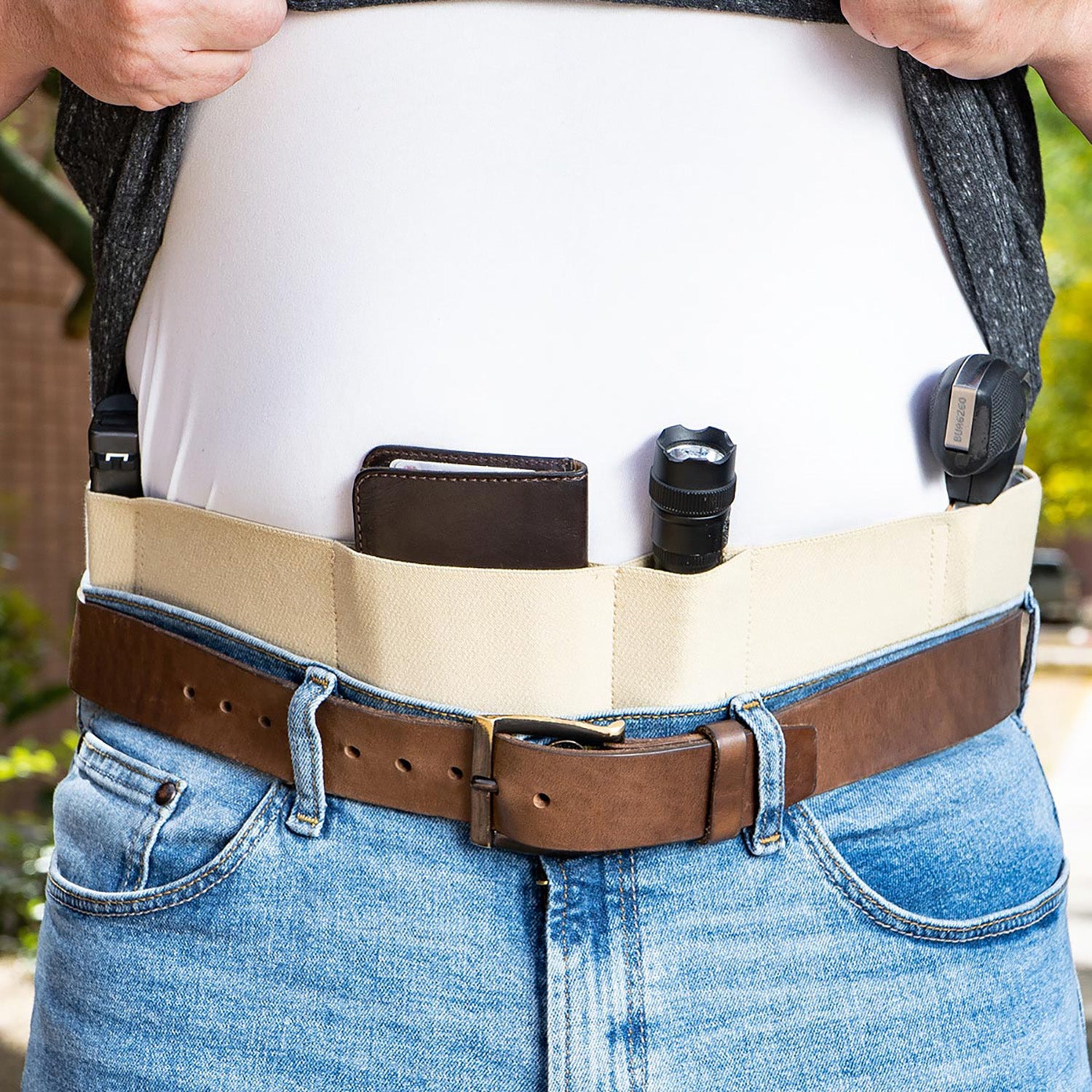 GALCO UWKHLG2 UNDERWRAPS BELLY LARGE KHKI