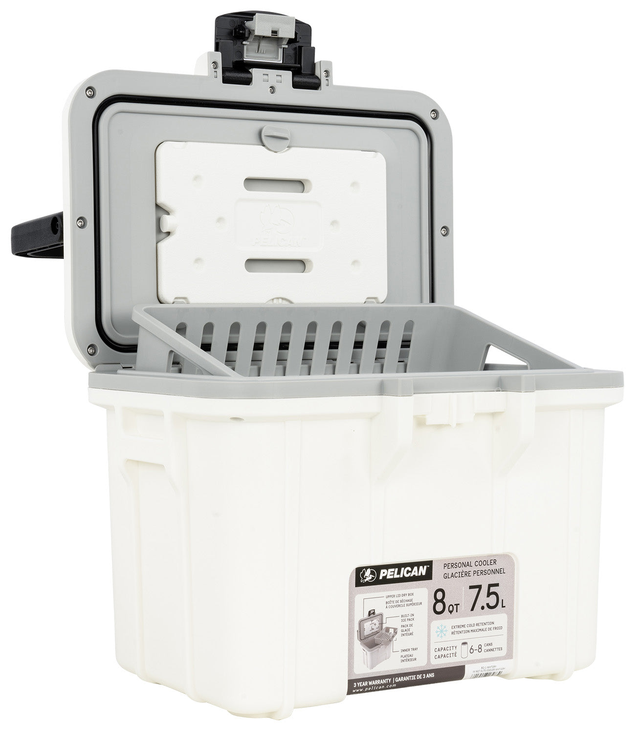 PELICAN 8Q-1-WHTGRY 8QT ELITE COOLER WHT/GRY