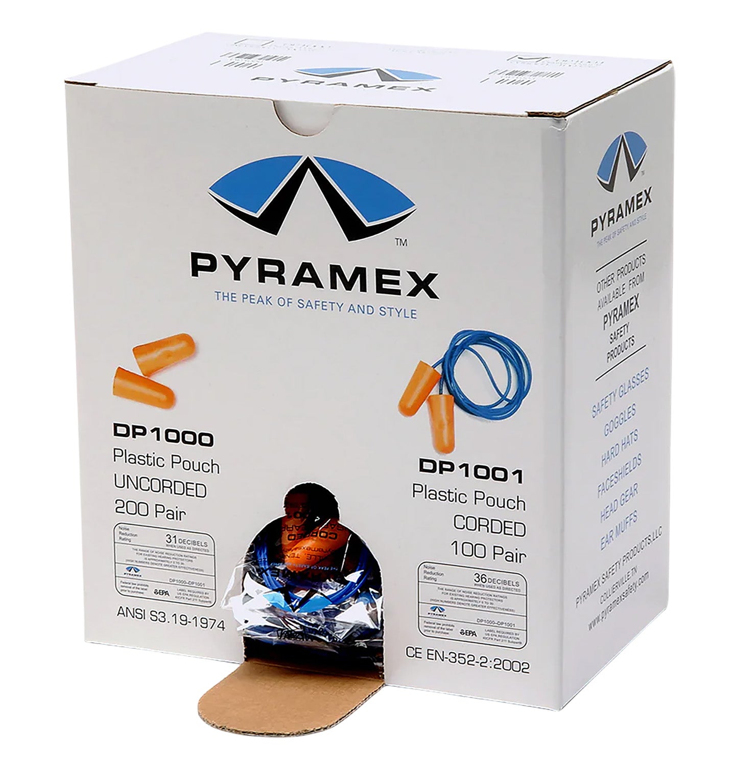 PYRA DP1000 EARPLUG BIN 200PAIR/BOX NRR 32DB