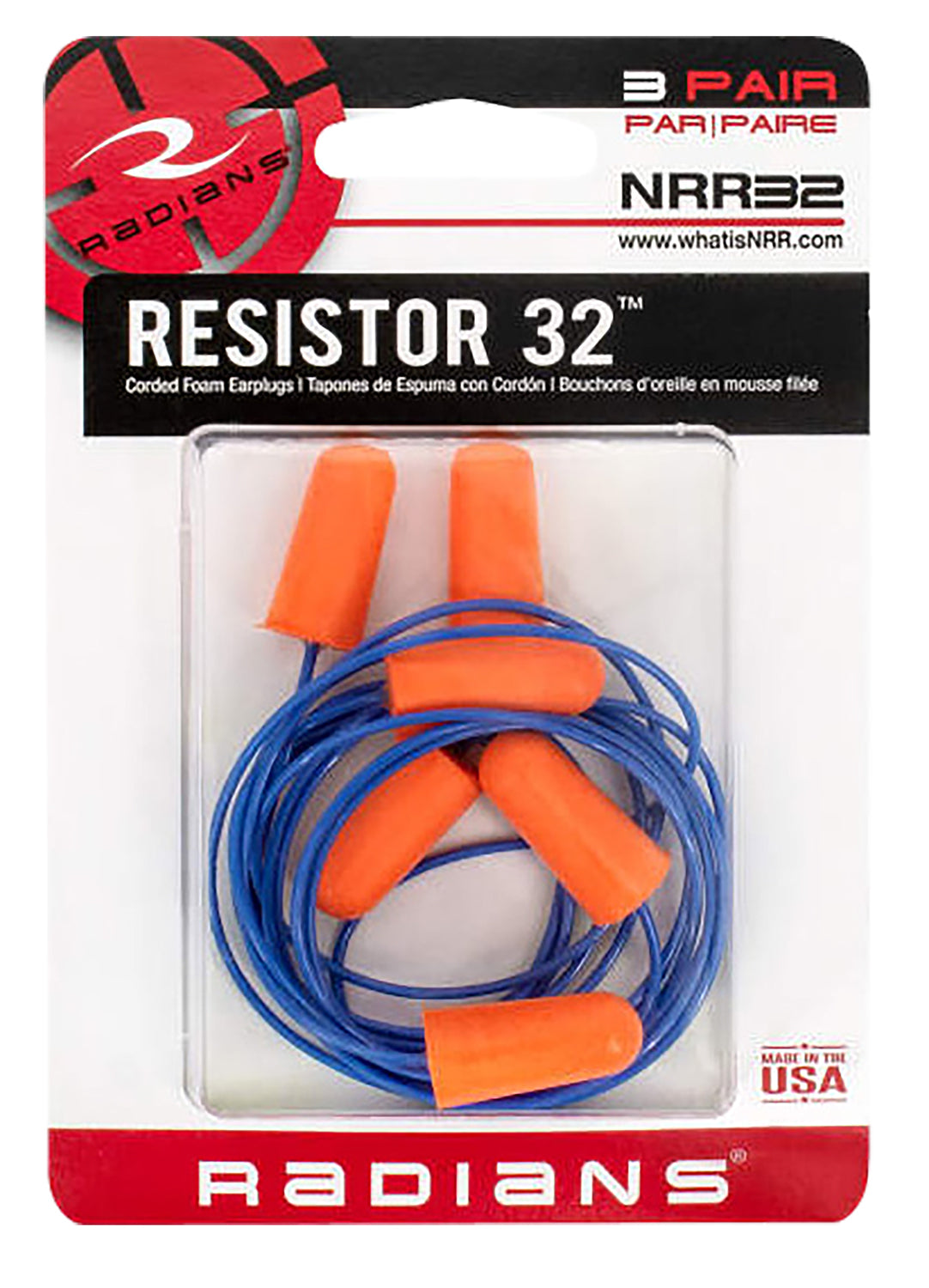 RAD FP8100BP FOAM PLUGS CORDED 3PR