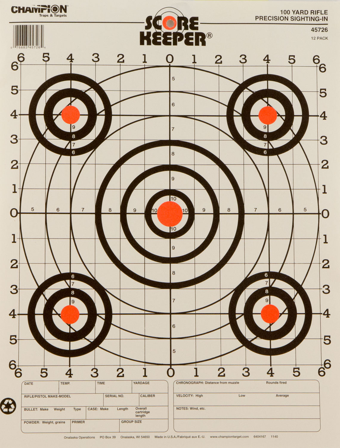 CHAMP 45726      100YD RIFLE SIGHT IN