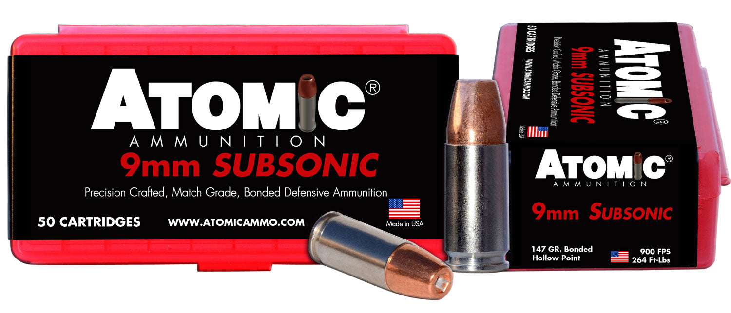 ATOMIC 00438 9MM         147 SUBSONIC HP     50/10