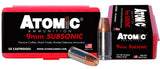 ATOMIC 00438 9MM         147 SUBSONIC HP     50/10