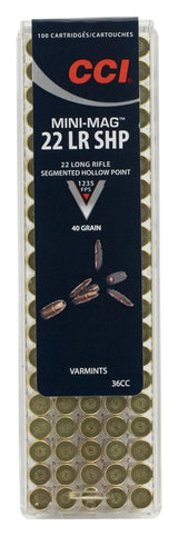 CCI 36CC  22LR       MINIMAG   40 SEGHP     100/50