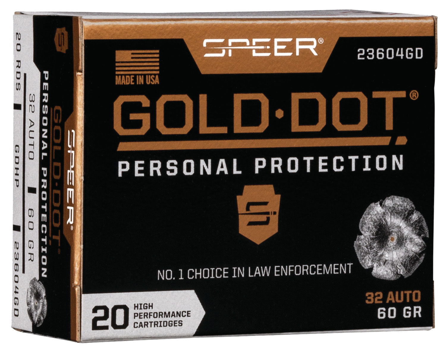 SPEER 23604GD GOLD DOT   32ACP   60 HP       20/10