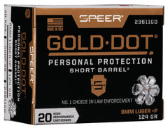 SPEER 23611GD GOLD DOT   9MM+P 124 HP SB     20/10