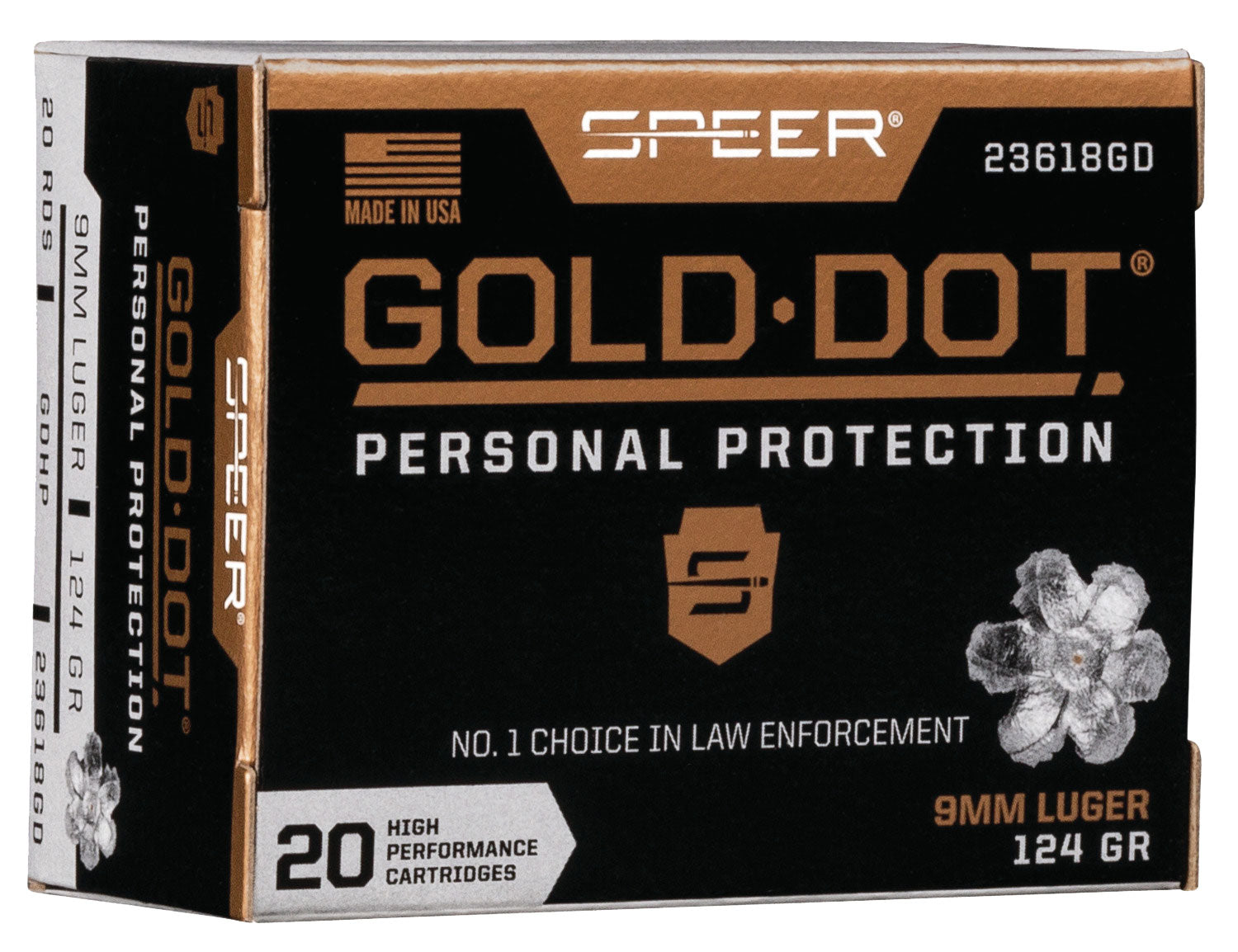 SPEER 23618GD GOLD DOT   9MM   124 HP        20/10