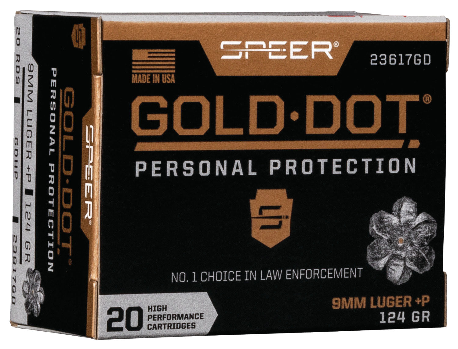 SPEER 23617GD GOLD DOT   9MM+P 124 HP        20/10