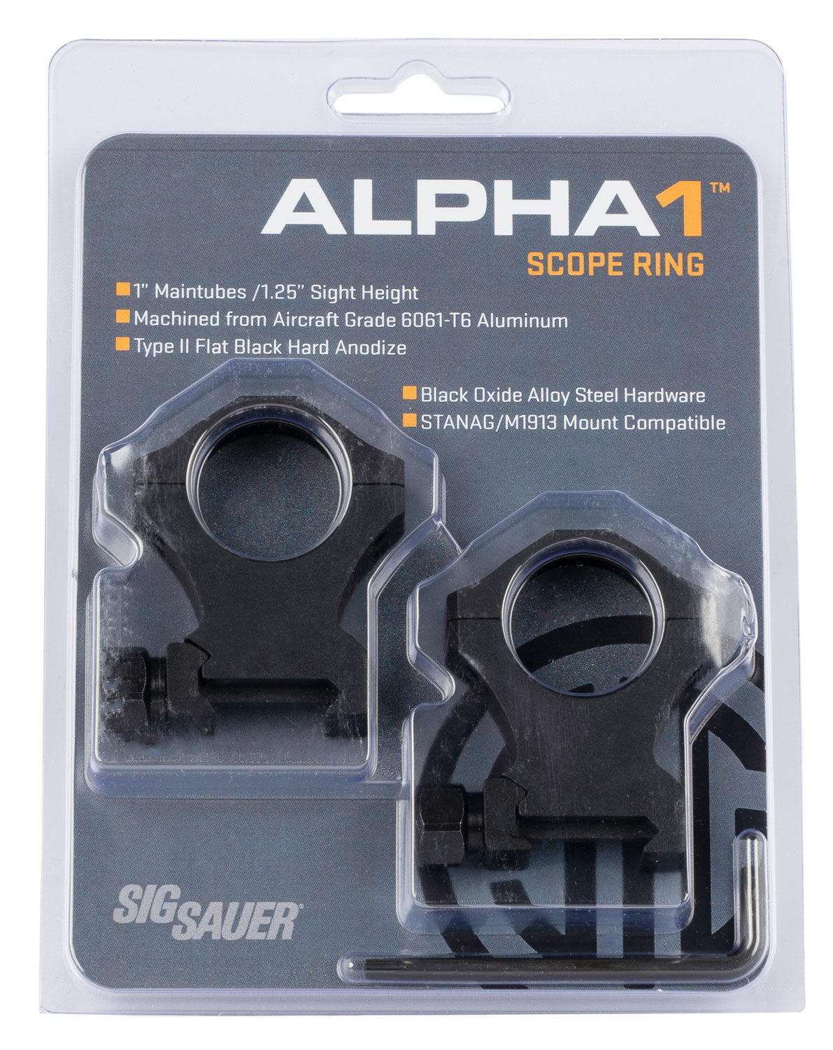 SIG SOA10022    ALPHA1 RNGS 1IN  E-HI ALUM MAT BLK