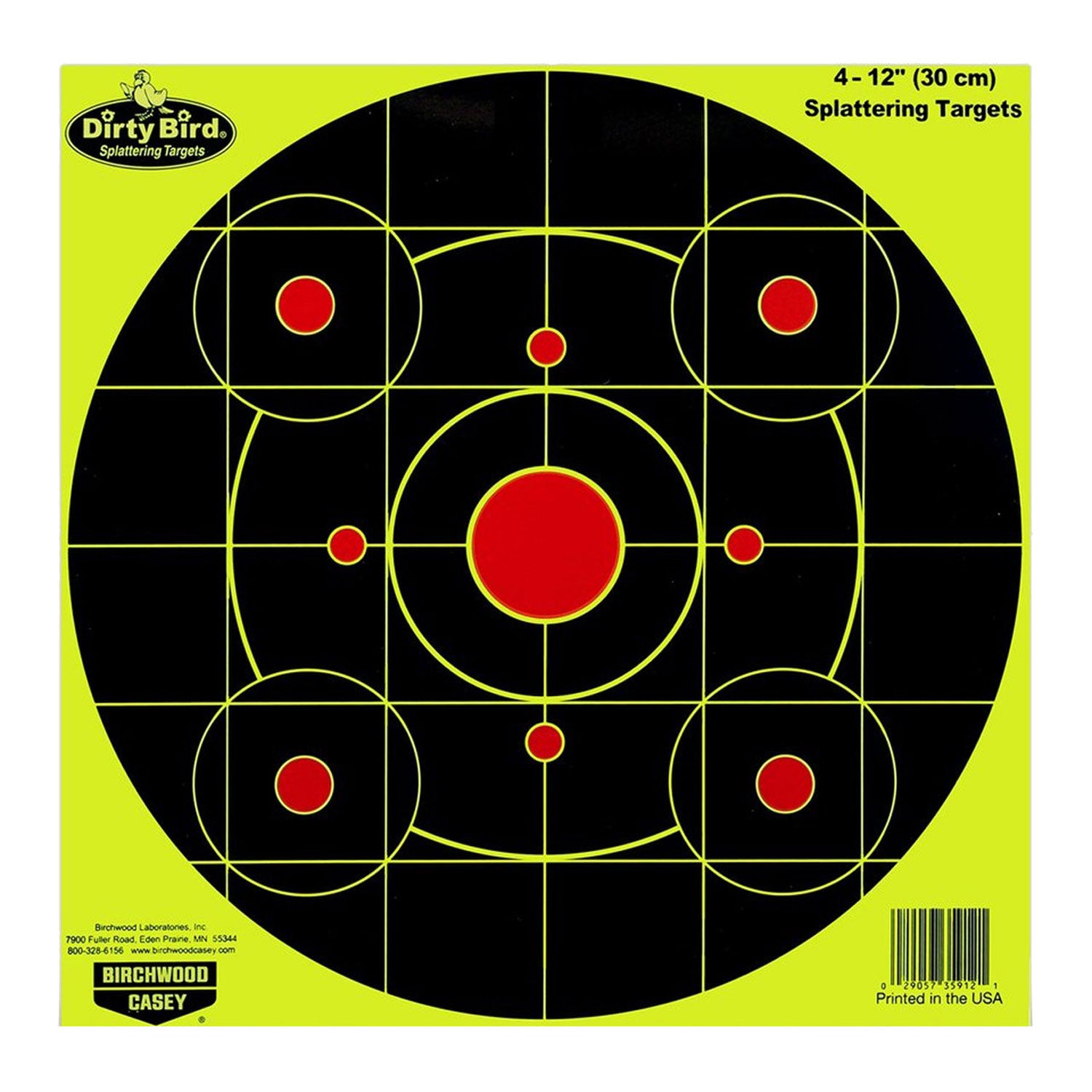 BIR 35912          DIRTYBRD 12"YELW BULLSEYE  4PK