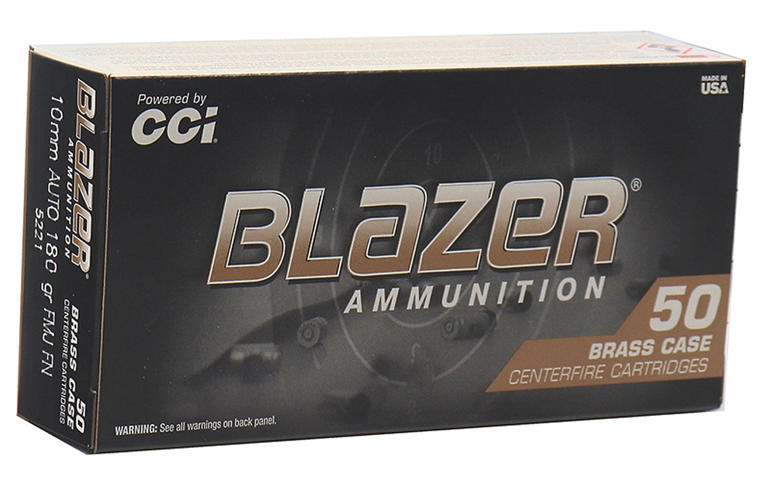 CCI 5221    BLAZER BRASS 10MM 180 FMJ FN     50/20