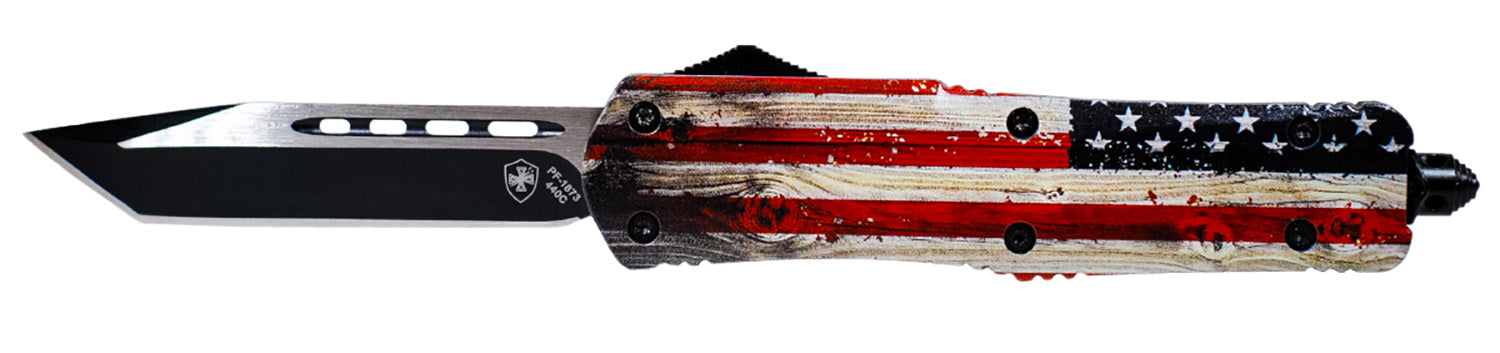 TEMP LWUS231   LRG   WOOD US FLAG TANTO 440C BLK