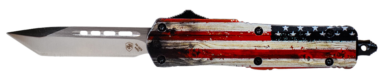 TEMP SWUS232   SML G2 WOOD US FLAG TANTO 440C SLV