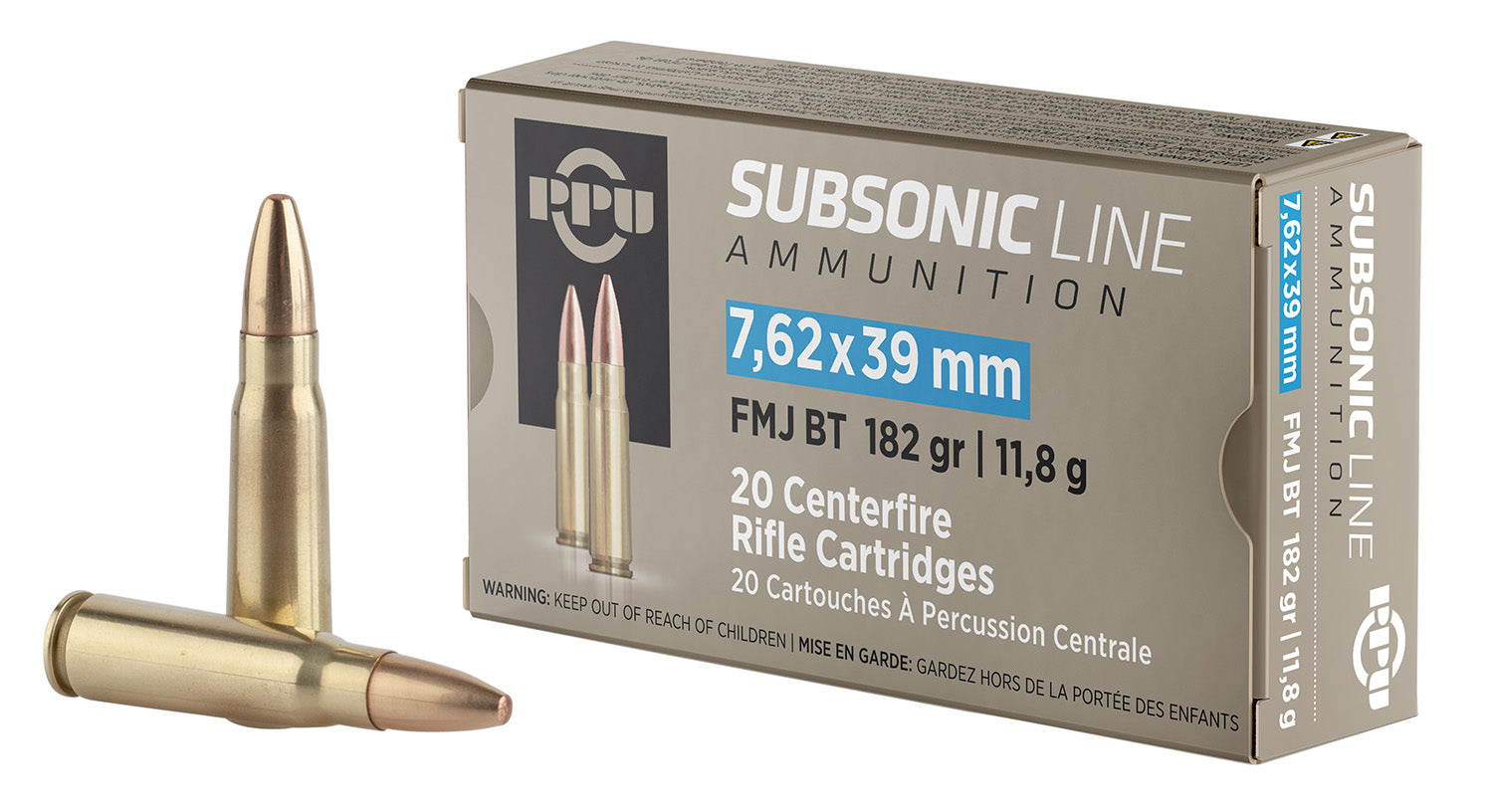 PPU PPS76239    7.62X39 SUB 182 FMJ          20/50