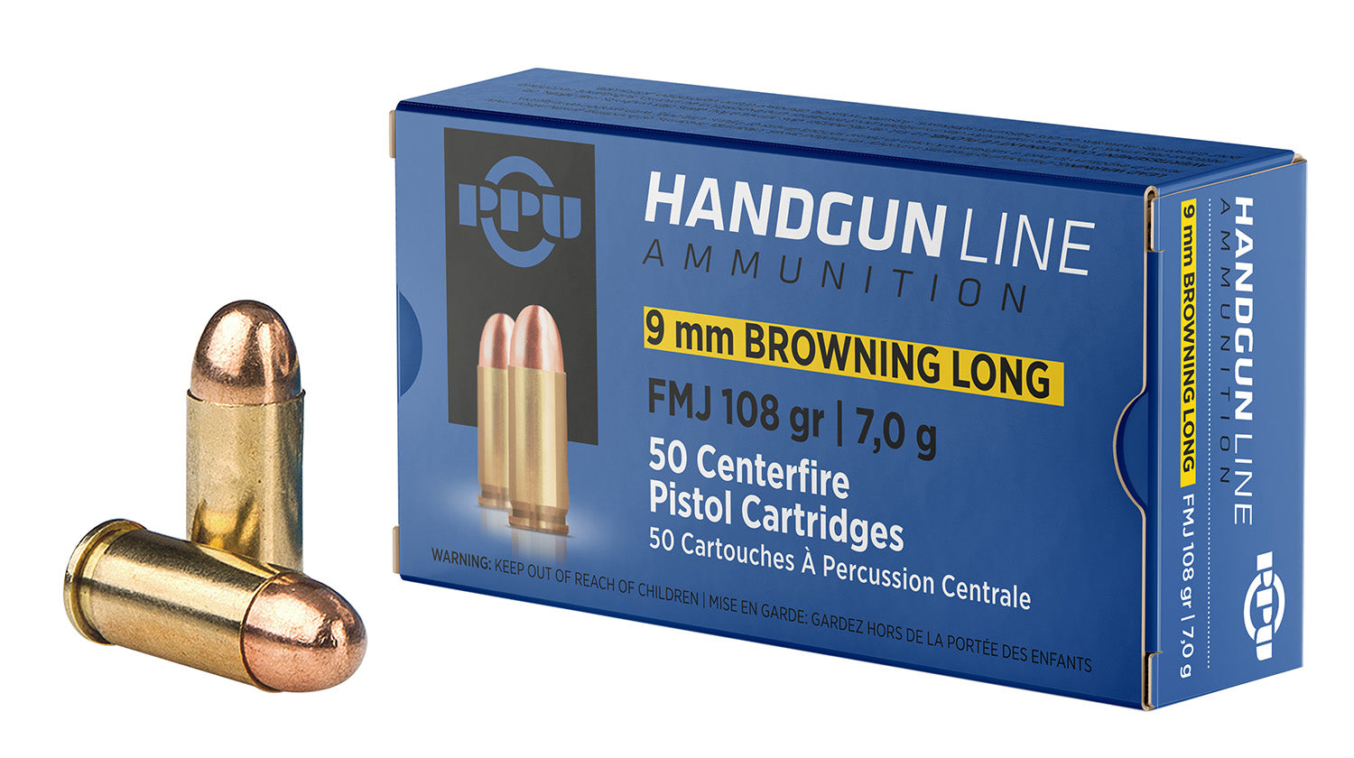 PPU PPH9BL      9MM BRN LONG 108 FMJ         50/20