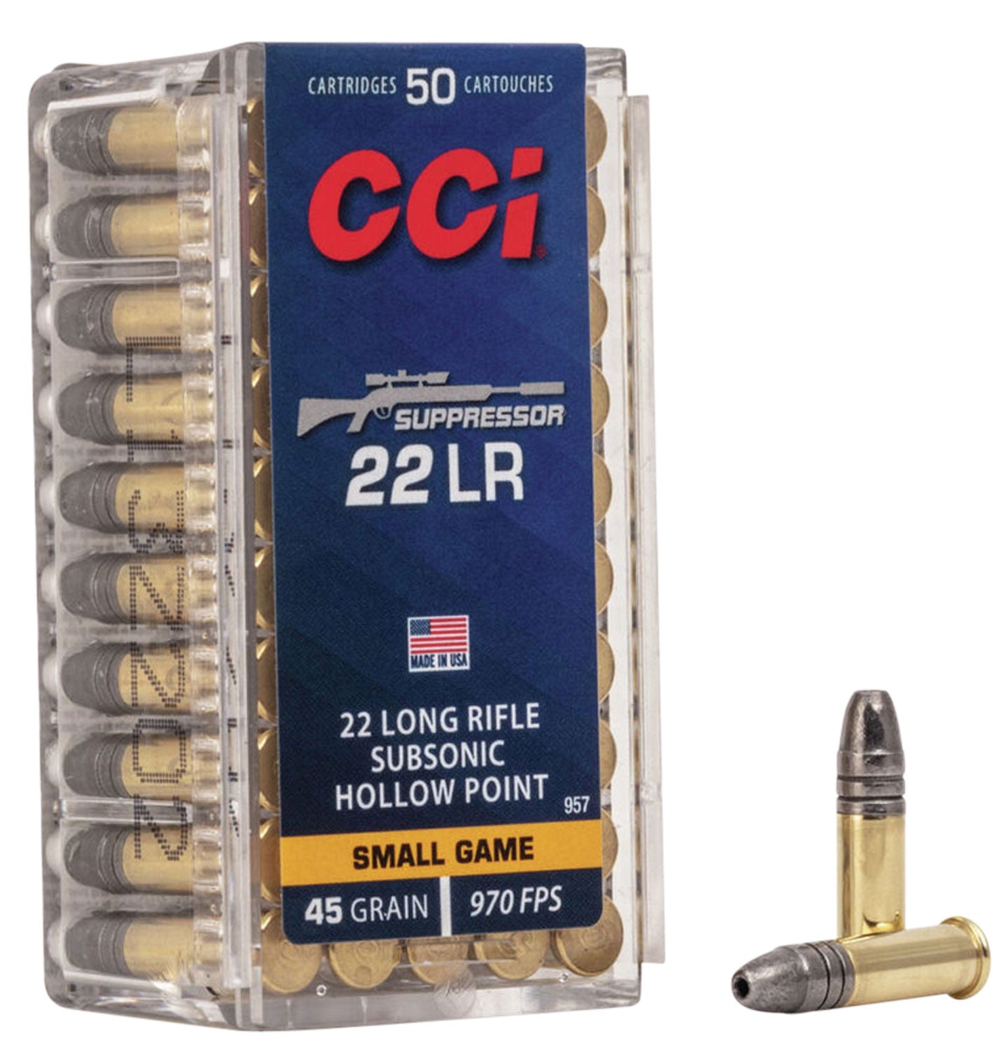 CCI 957   22LR       SUPPRESS  45 LHP       50/100