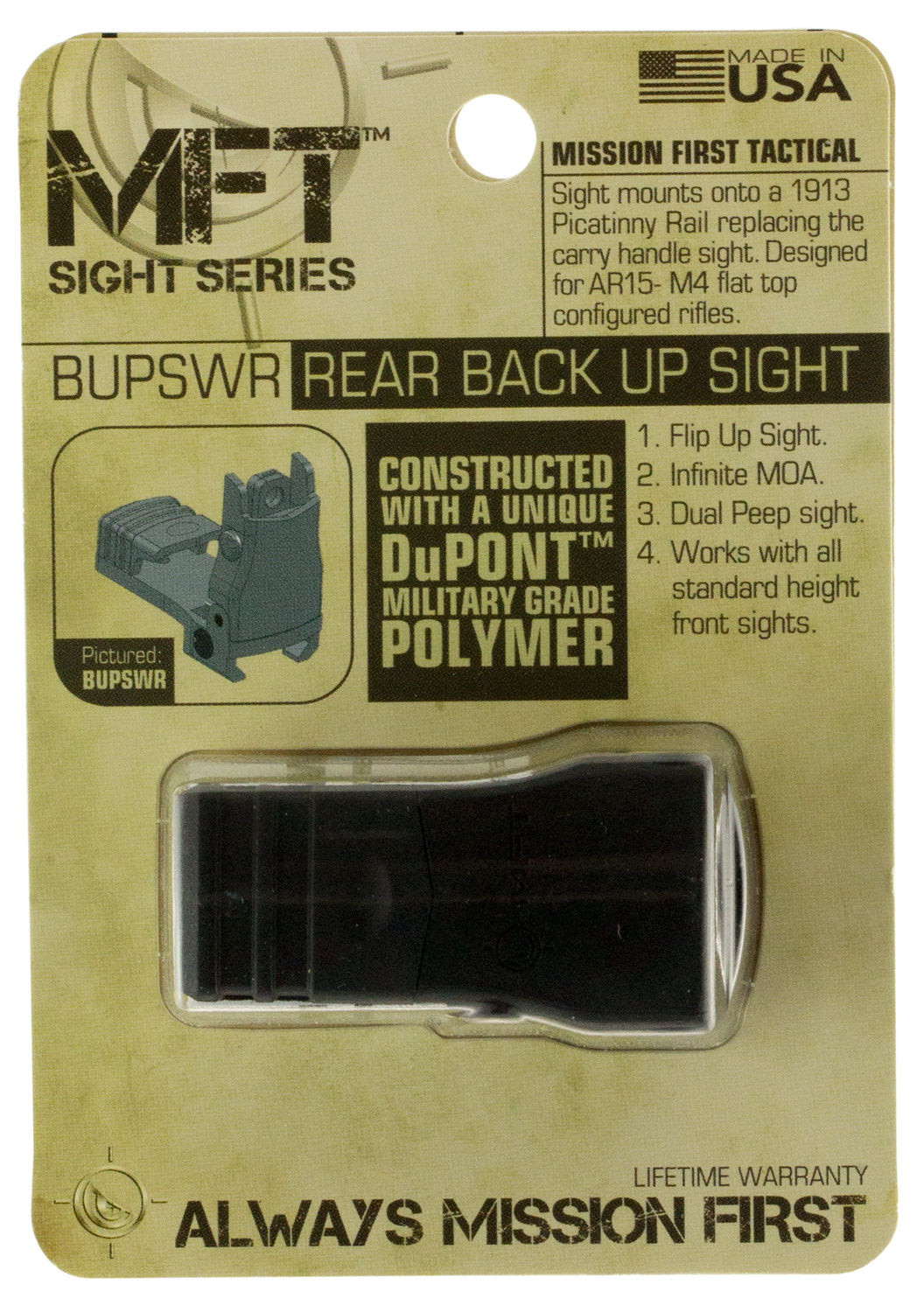 MFT BUPSWR          FOLDING REAR POLY SGHT BK