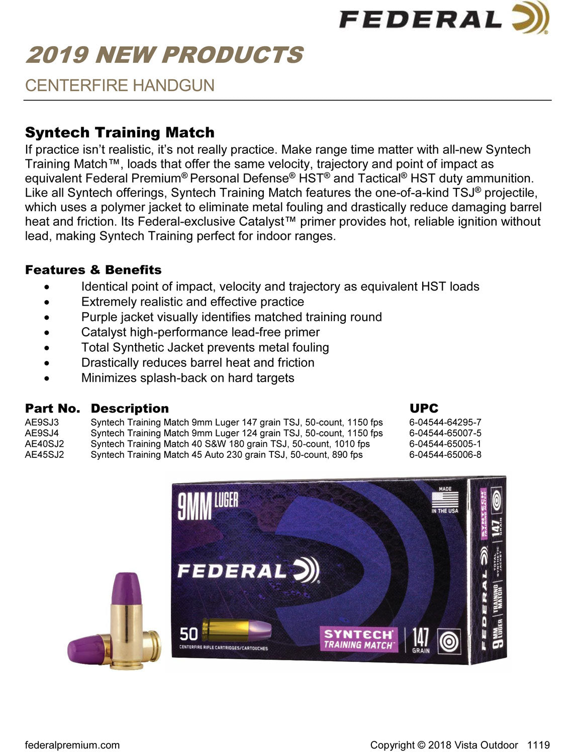 FED AE9SJ3         9MM      147 TRNMT TSJ    50/10
