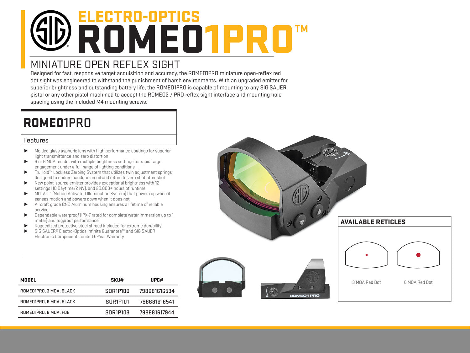 SIG SOR1P100    ROMEO1 PRO 3MOA BLK