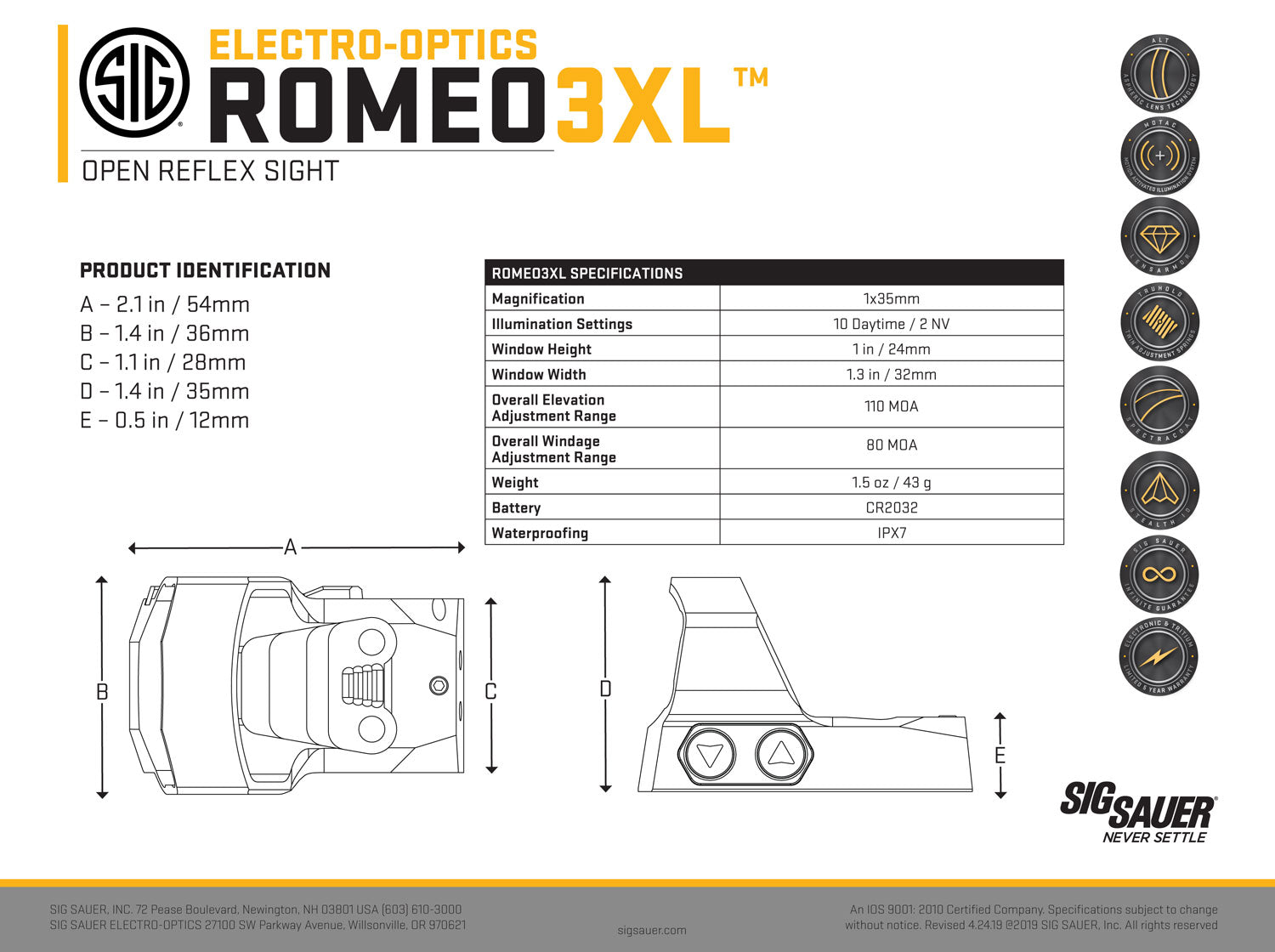SIG SOR1P100    ROMEO1 PRO 3MOA BLK
