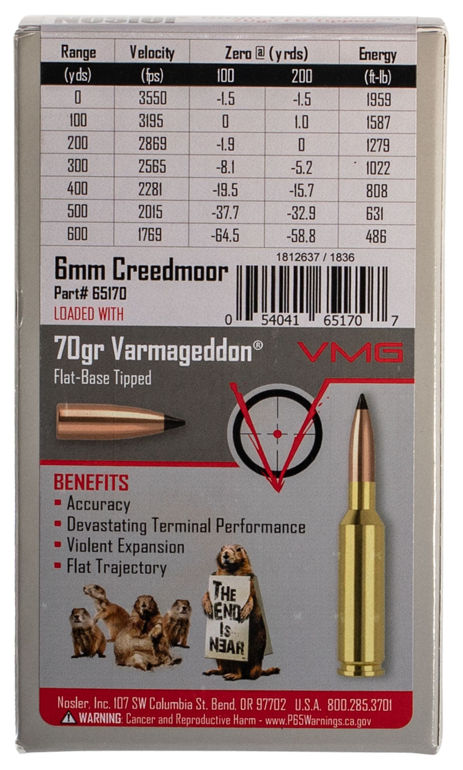 NOS 65170 VARMAGEDDON 6MM CRD  70 FB TIPPED  20/10