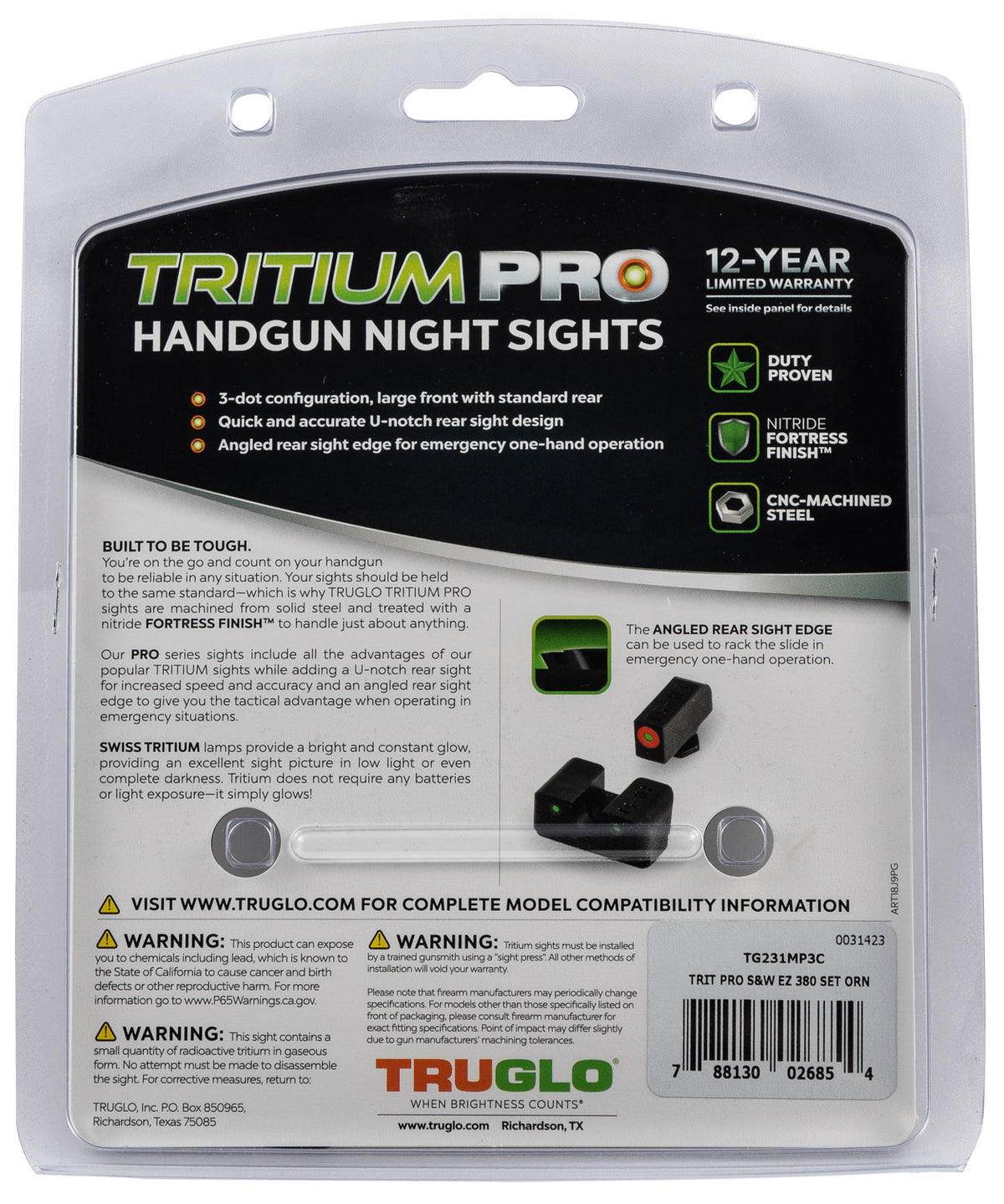 TRU TG-231MP3C    TRIT PRO S&W EZ 380  SET ORG