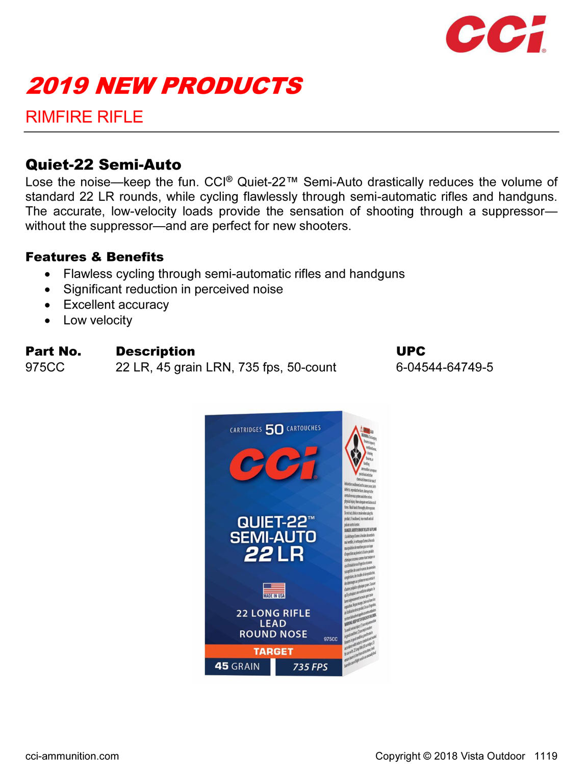 CCI 975CC 22LR       QUIET     45 SP        50/100