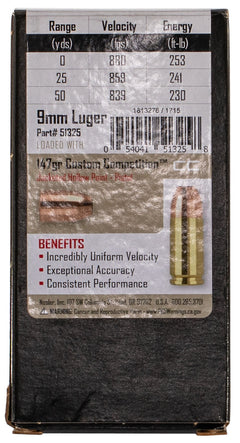 NOS 51325 MATCH HG 9MM    147 JHP            50/10