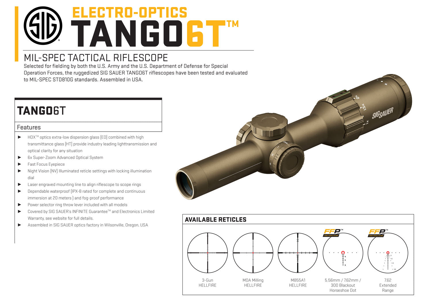 SIG SOT61231*   TANGO6T 1-6X24IL HORSESHOE    FDE