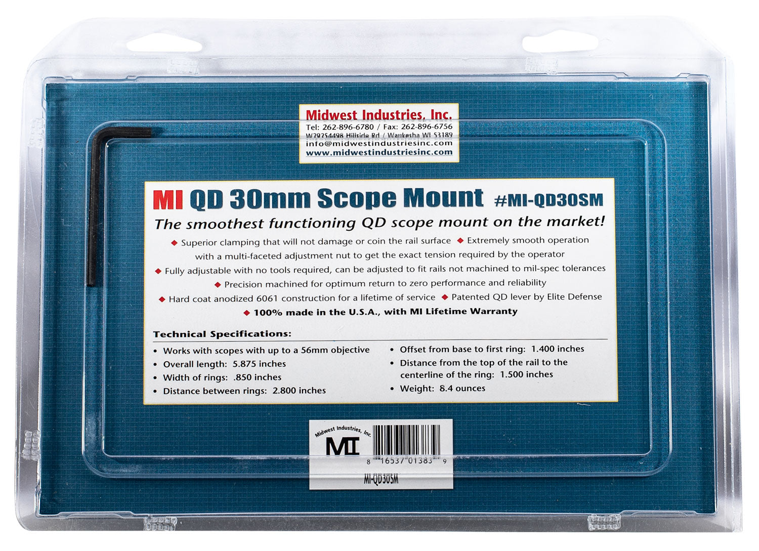MIDWEST MI-QD30SM       30MM QD SCP MNT 1.5 OFFSET
