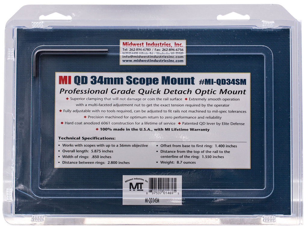 MIDWEST MI-QD34SM       34MM QD SCP MNT 1.5 OFFSET