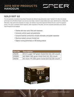 SPEER 24256   GOLD DOT 2 45A   230 GD2       20/10