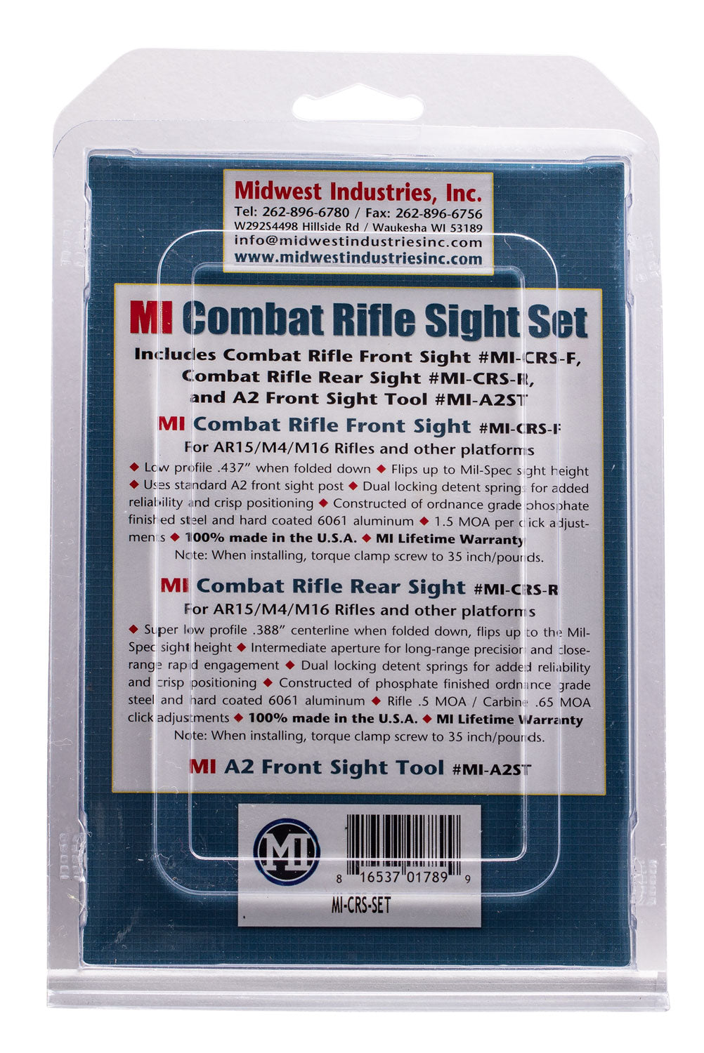 MIDWEST MI-CRS-SET      COMBAT RFL SIGHT SET