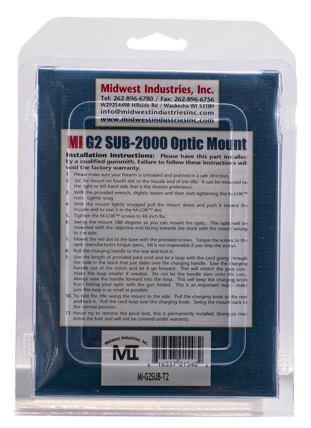 MIDWEST MI-G2SUB-T2     G2 KEL 2000 T1 OPTIC MNT